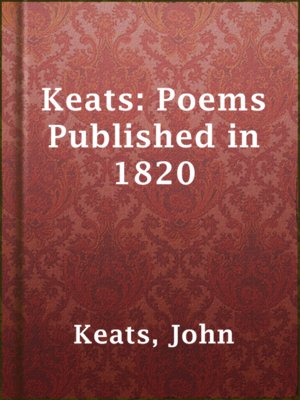 cover image of Keats: Poems Published in 1820